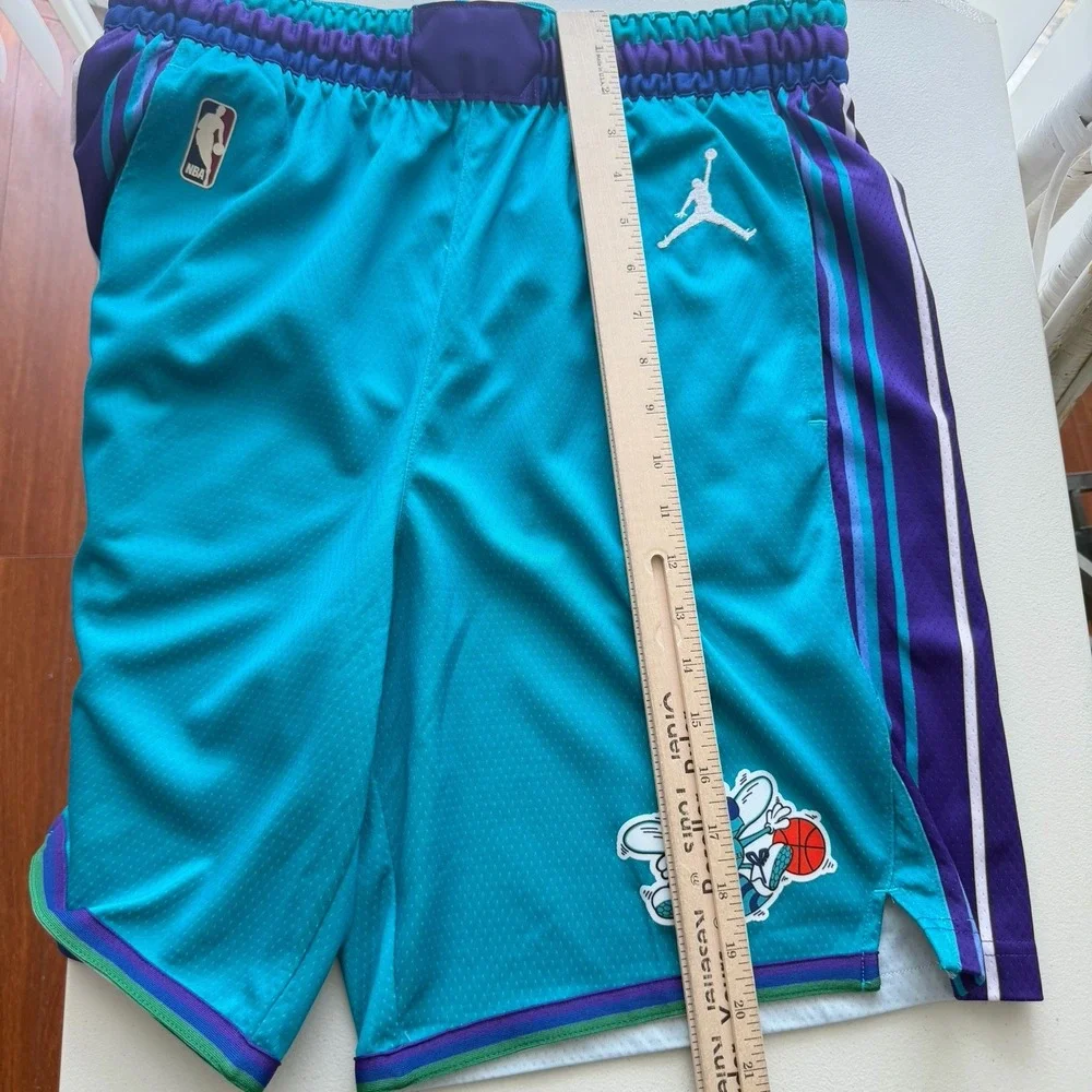 Jordan Charlotte Hornets Game Shorts 38 Large NBS Swingman Teal Hardwood Classic